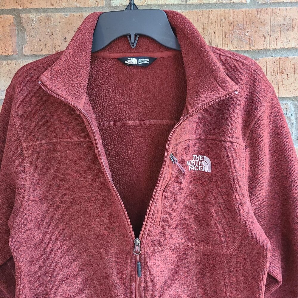The North Face Mens Knit Jacket Full Zip Pockets Outdoor Maroon Size L - Picture 8 of 10